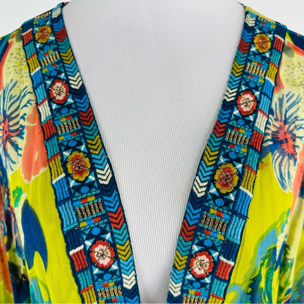 Soft Surroundings Colorful Tropical Curaco Parrot Floral Kimono Size 3X - Picture 6 of 13